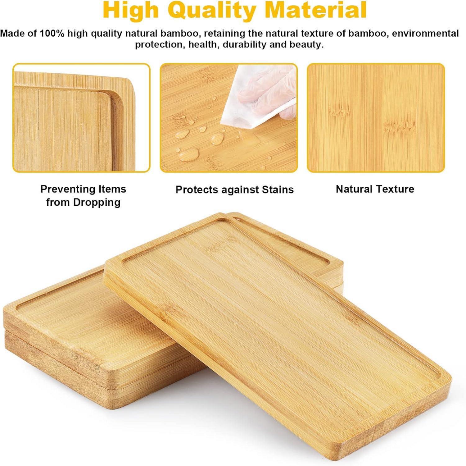 Bambus-Tablett rechteckig Untersetzer Blumenpflanzen Sukkulenten