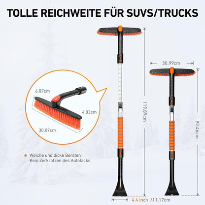 Eiskratzer Schneebesen 120CM Ausziehbarer Eisschaber 360 Grad Drehbar