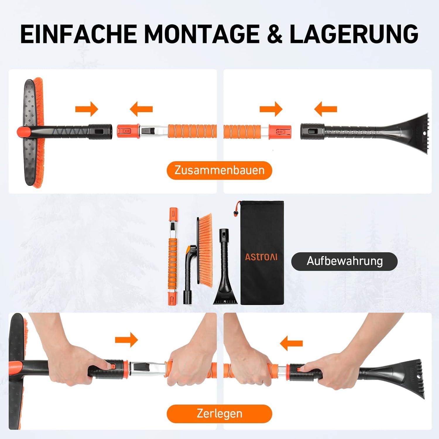 Eiskratzer Schneebesen 120CM Ausziehbarer Eisschaber 360 Grad Drehbar
