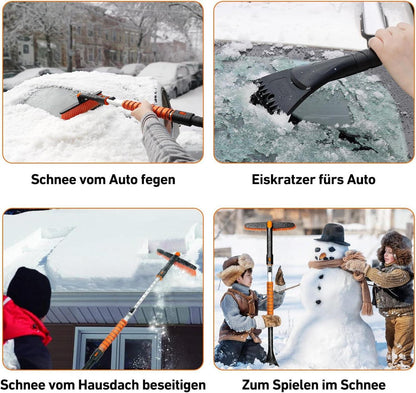 AstroAI Eiskratzer Auto 3in1 mit Besen Eisschaber Schneebesen 360° Drehbarer Bürstenkopf
