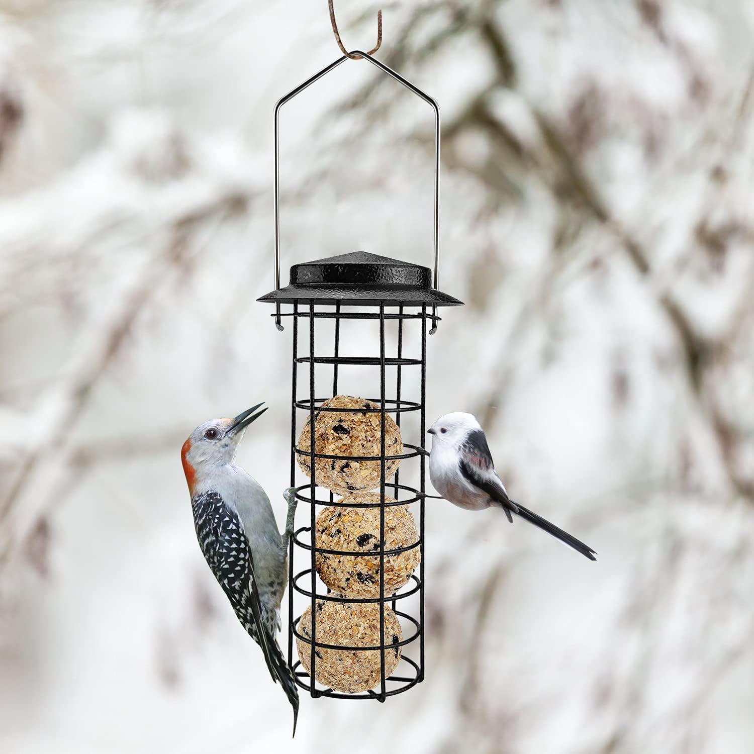 Urban Deco Vogelfutterspender Metall Aufhängen Braun Wetterschutz 3 Stück