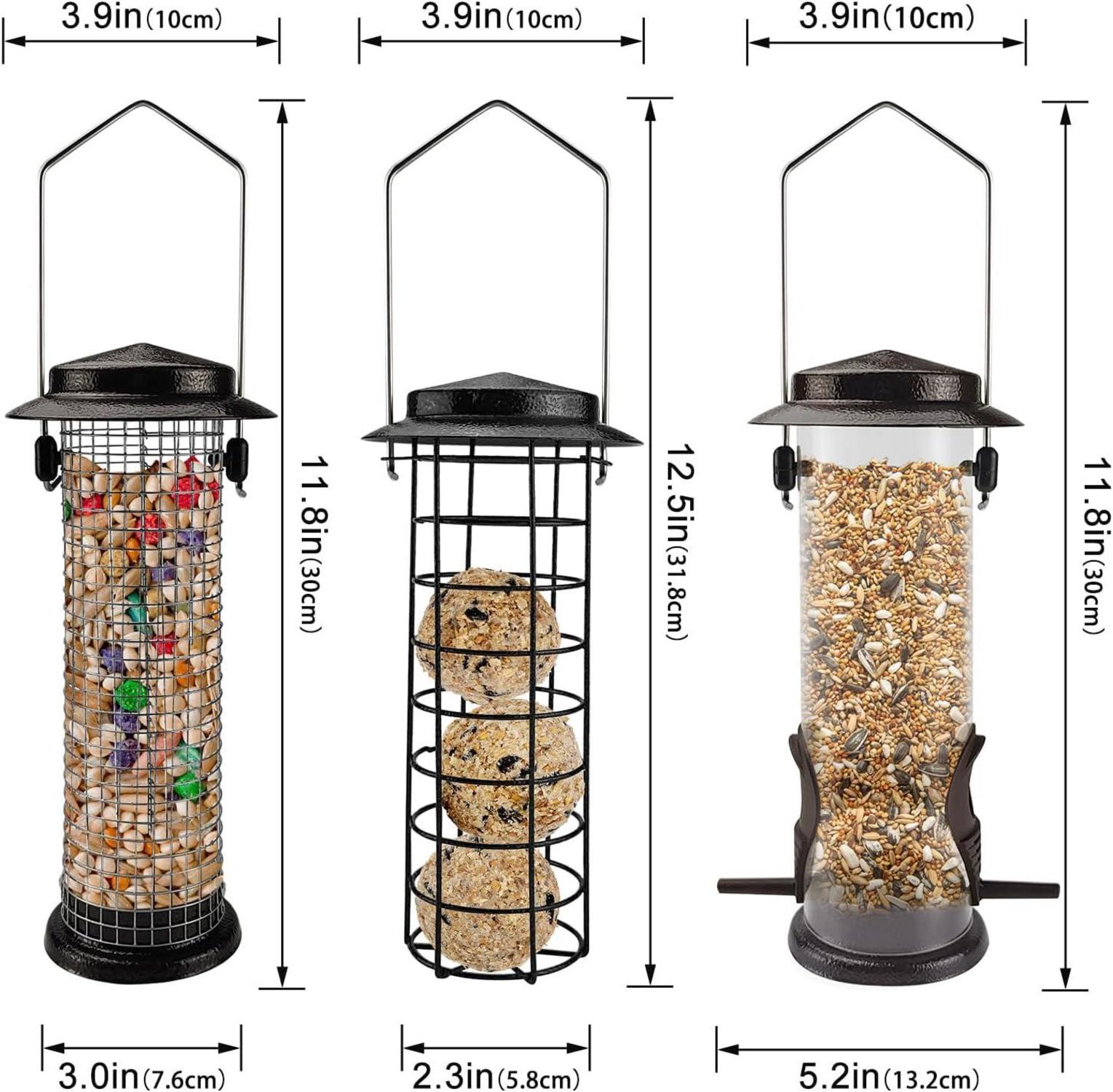 Urban Deco 3er Set Vogelfutterspender Metall Aufhängen Braun