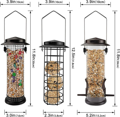 Urban Deco 3er Set Vogelfutterspender Metall Aufhängen Braun