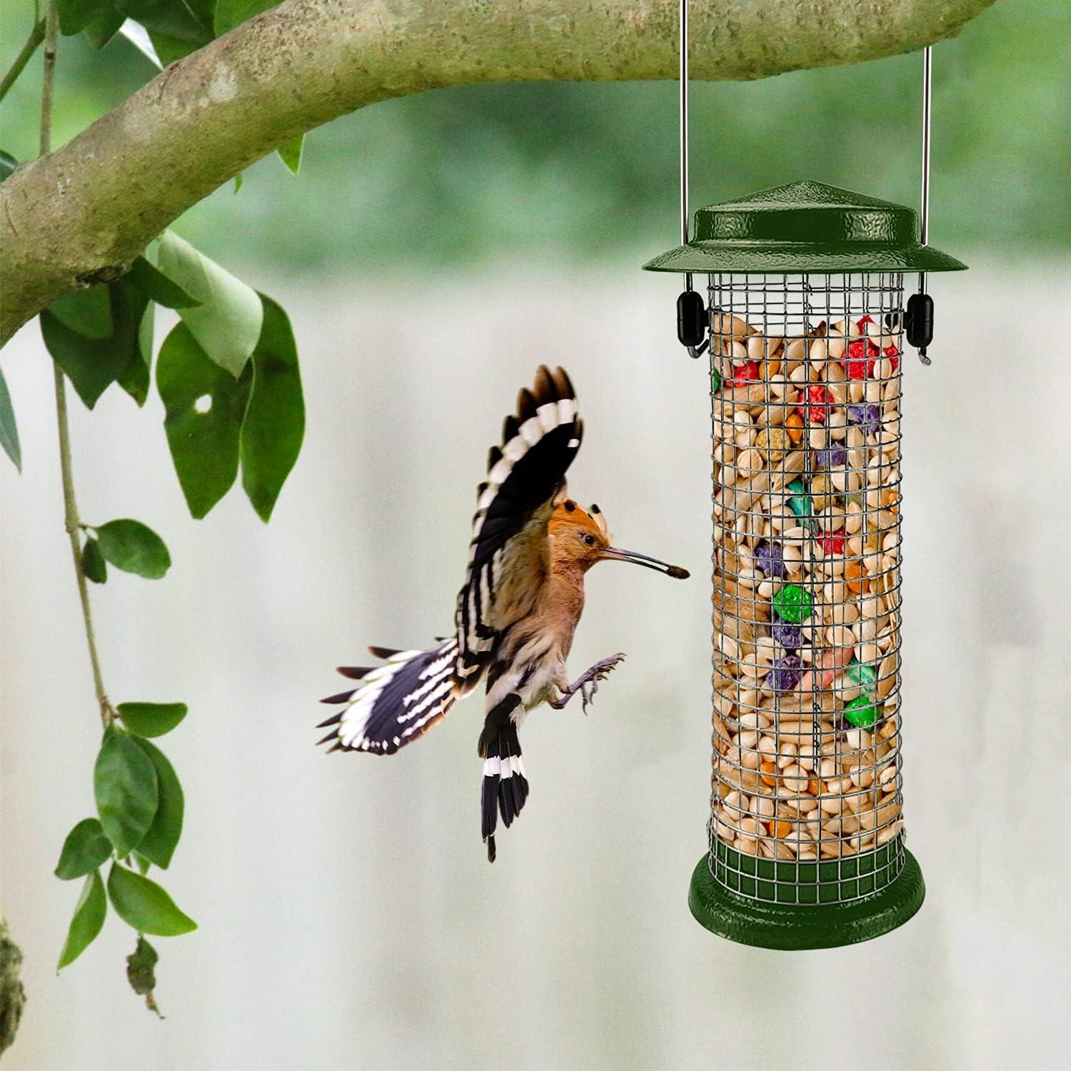 Urban Deco Vogelfutterstation Metall 3 Stück Hängend Grün Wetterfest Nigersamen