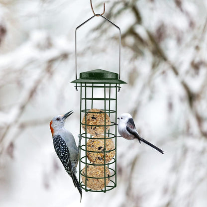 Vogelfutterstation Metall Aufhängen Stahlhaken 3er Set Grün Wetterschutz