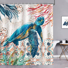Duschvorhang Meeresschildkröte Koralle Ozean 180x180cm wasserdicht
