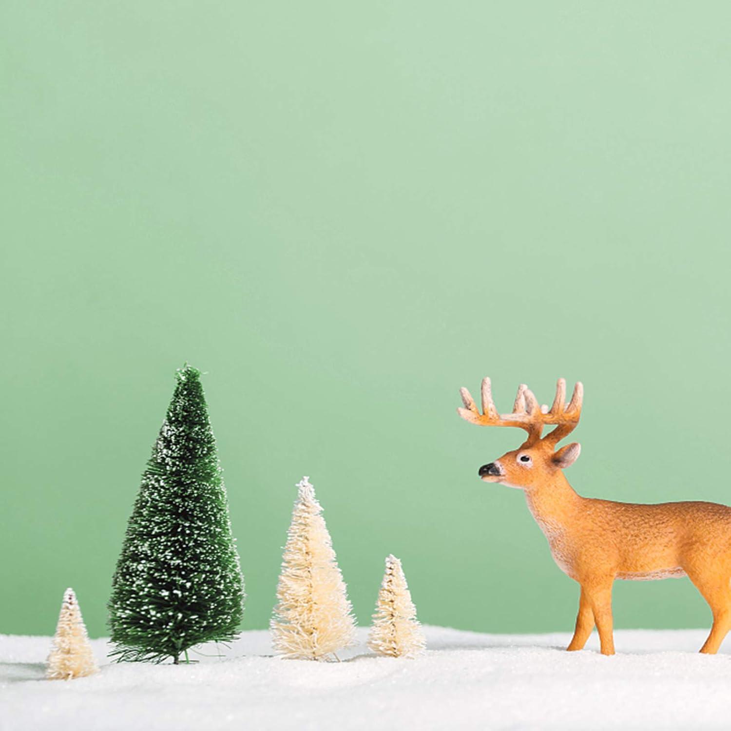 9er Set Mini Tannenbaum, künstlich mit Schnee und Holzsockel, 3Größen