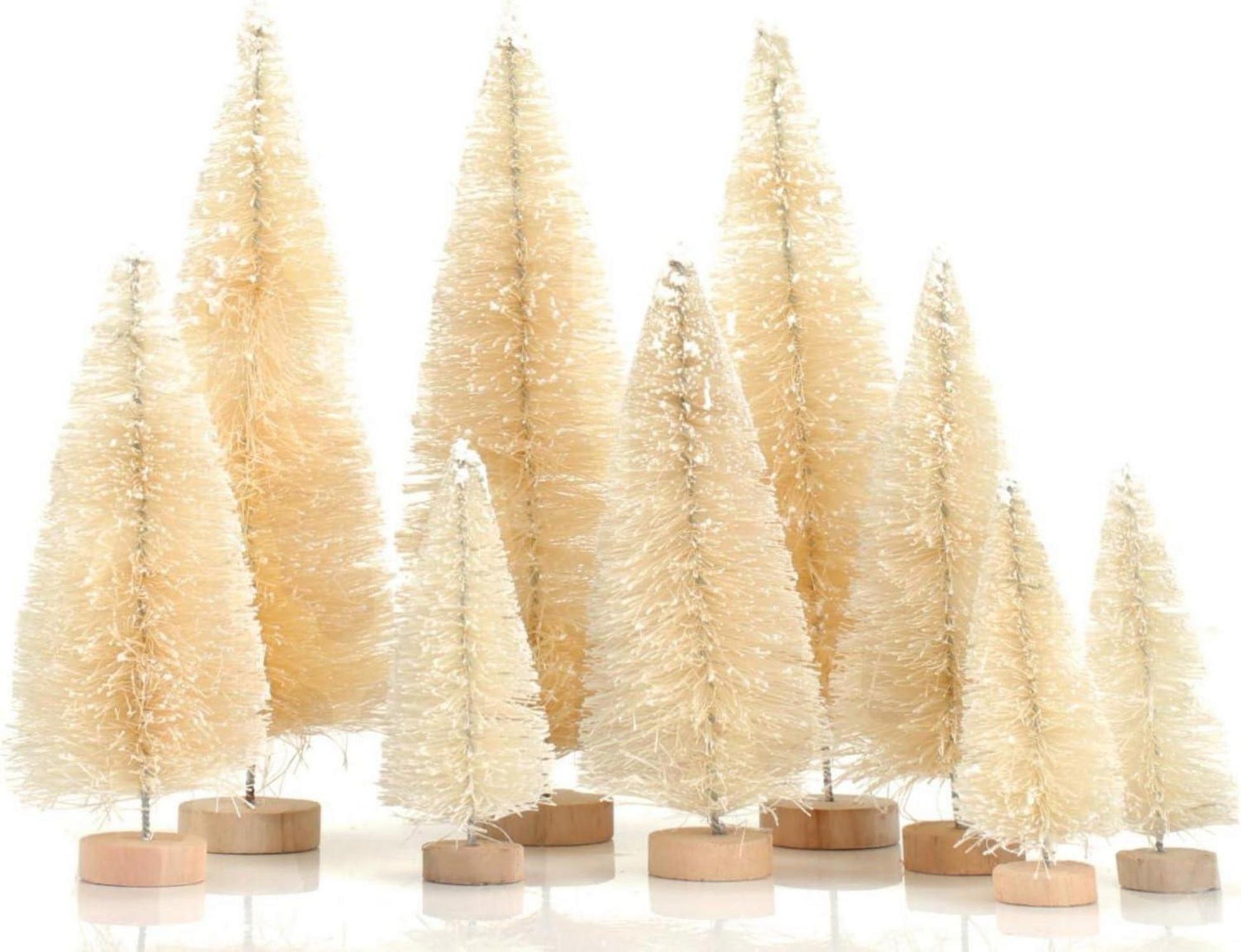 Mini Tannenbaum Set Weihnachtsdeko Schnee Holzsockel DIY 3Größen