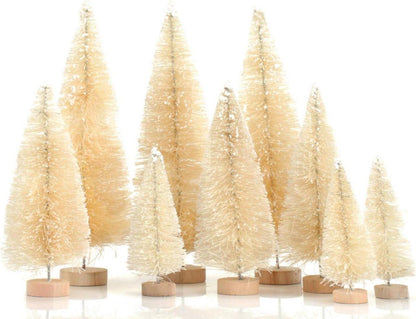Mini Tannenbaum Set Weihnachtsdeko Schnee Holzsockel DIY 3Größen