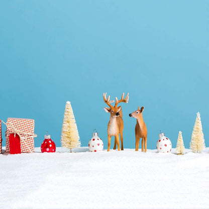 KATELUO 9 Mini Tannenbäume Weihnachtsbaum Schnee Holzsockel