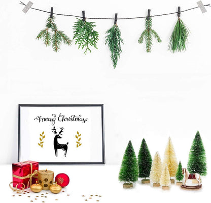Mini Tannenbaum Set Weihnachtsdeko Schnee Holzsockel DIY 3Größen