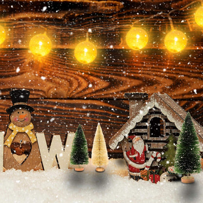 9er Set Miniatur Weihnachtsbaum künstlich mit Schnee und Holzsockel