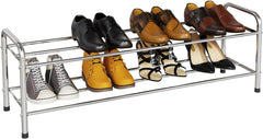 Schuhregal 2 Ebenen Edelstahl Organizer 9-12 Paar Schuhe Silber