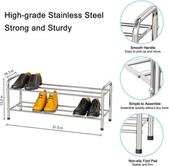 Schuhregal 2 Ebenen Edelstahl Organizer 9-12 Paar Schuhe Silber