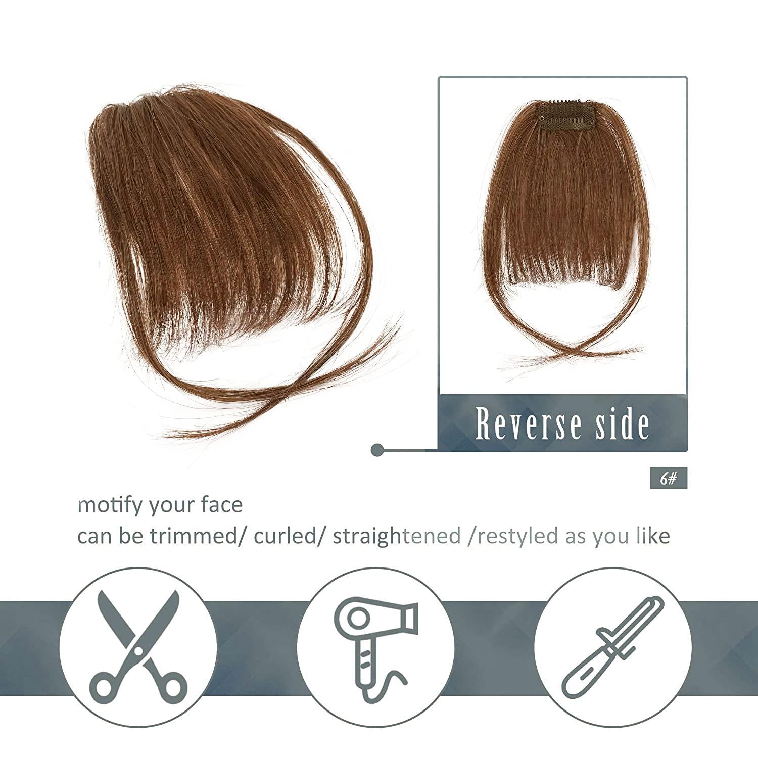 BARSDAR Clip in Pony Echthaar Mittelbraun Fringe Extensions