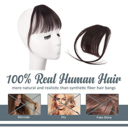 Clip in Pony Dunkelbraun Echthaar Fringe Haarteil Wispy