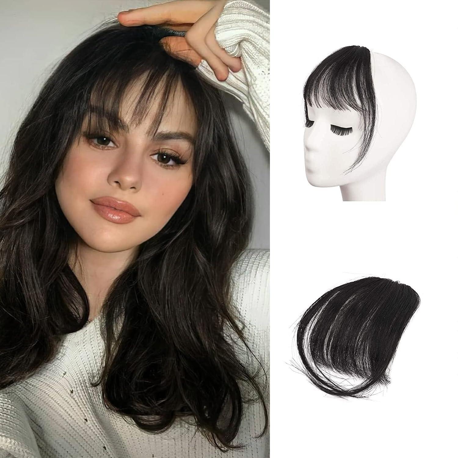 Schwarze Echthaar Pony Clip-in Bangs Extensions Fringe Haarteil