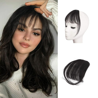 Schwarze Echthaar Pony Clip-in Bangs Extensions Fringe Haarteil