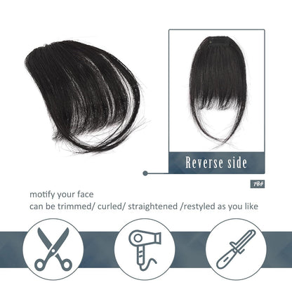 Echtes Haar Clip in Pony Schwarz - Natürliches Haar Fringe - Haarverlängerung & Haarteil