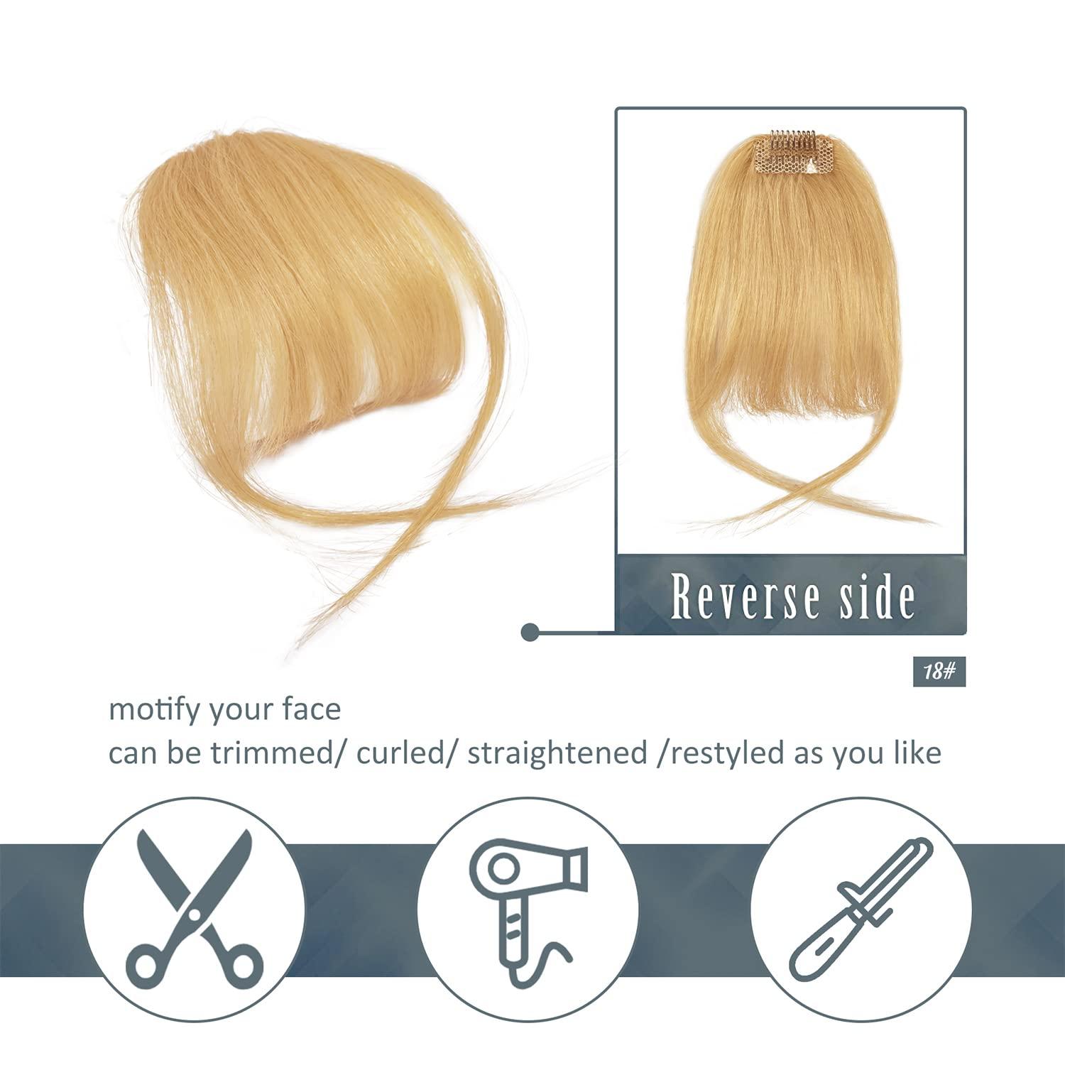 BARSDAR Echthaar Pony Anklippen French Bangs Erdbeerblond