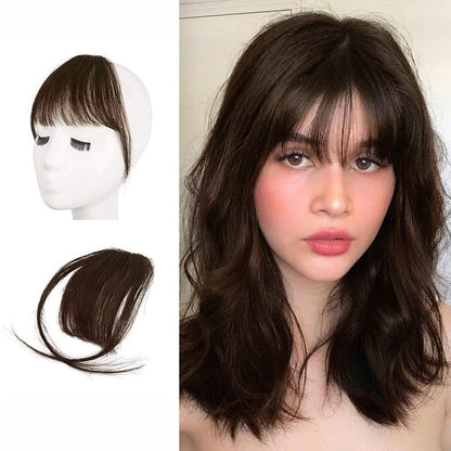 Echthaar Clip-in Bangs Wispy Pony Extensions Dunkelbraun