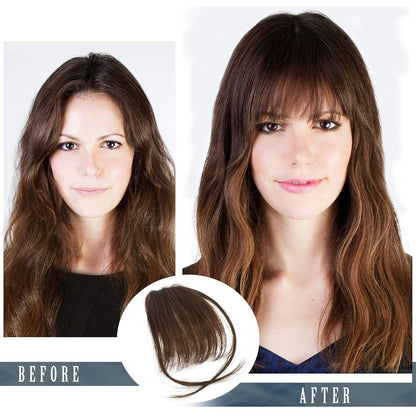 Echthaar Clip-in Bangs Wispy Pony Extensions Dunkelbraun