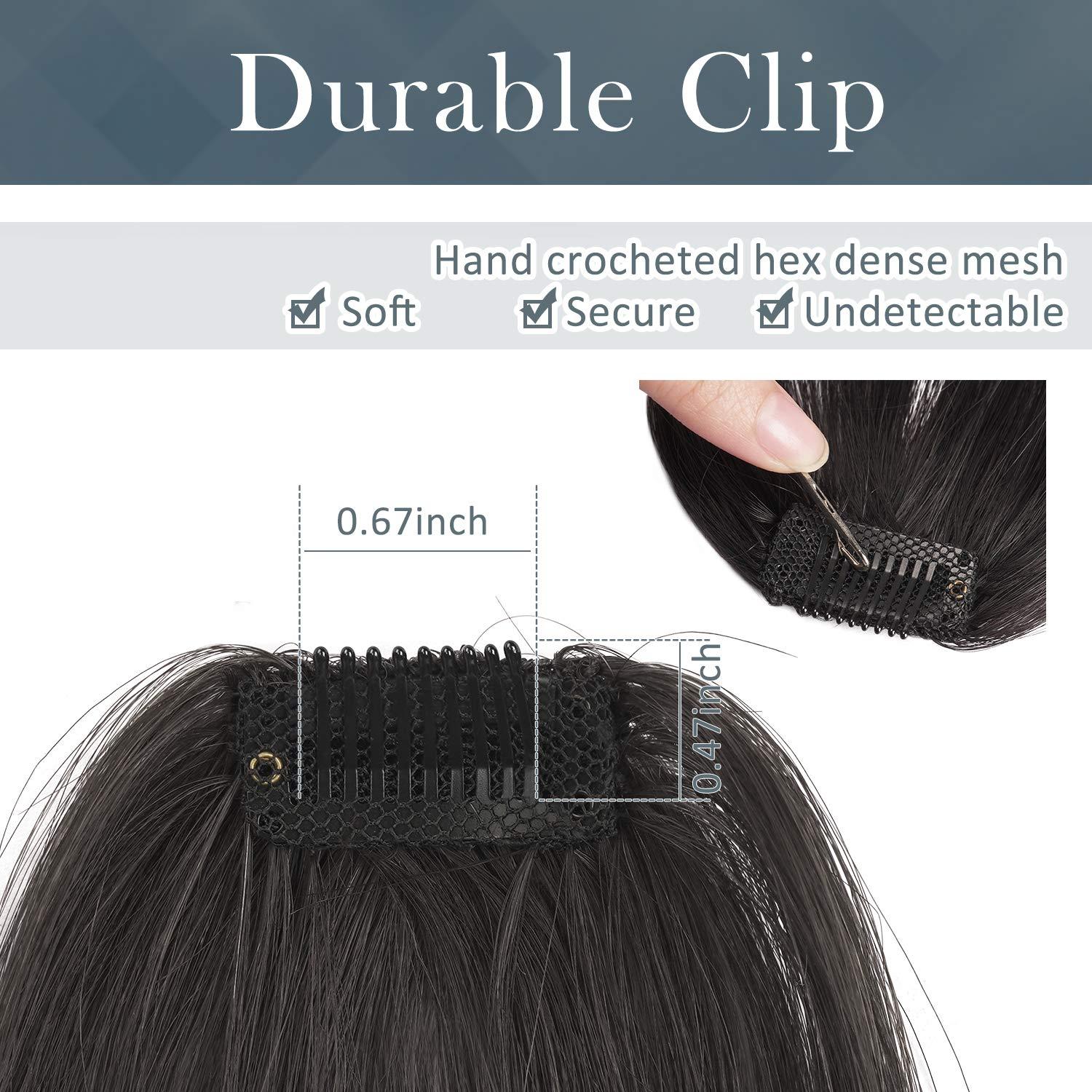 BARSDAR Echthaar Clip in Bangs Pony für Frauen - Braun Fringe Extensions