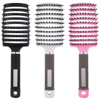 3er Set Entlüftete Wildschweinborsten Haarbürste Gebogen Detangling Brush