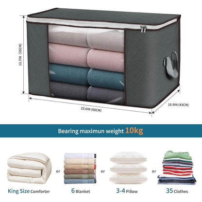 90L Underbed Storage Bags Set of 4 Boxes with Lid Grey