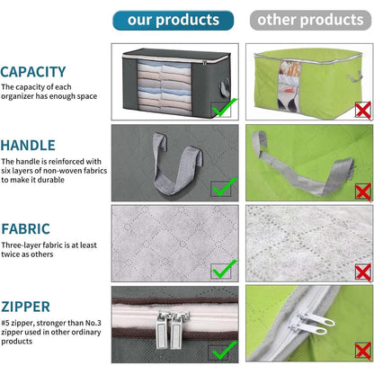 90L Underbed Storage Bags Set of 4 Boxes with Lid Grey