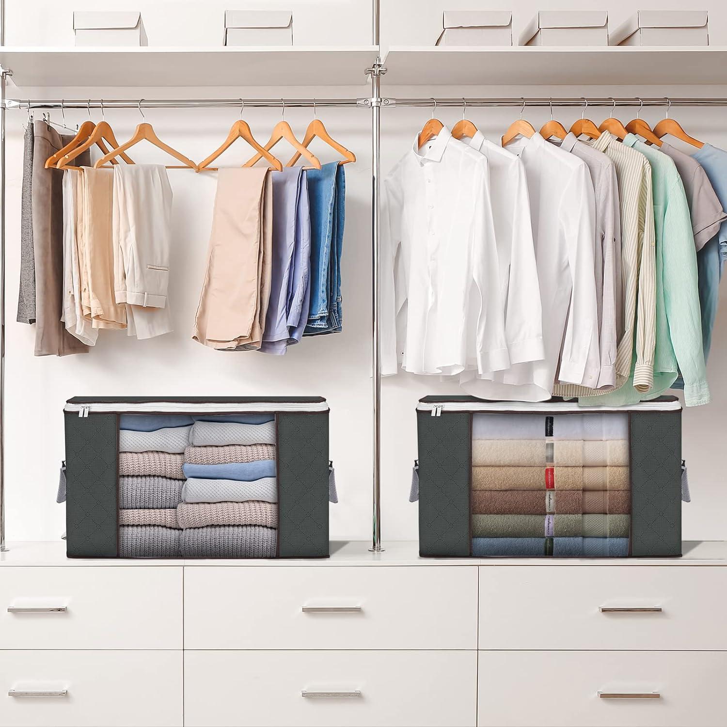 Budding Joy 90L Storage Boxes Set of 4 Grey Foldable Underbed Clothes