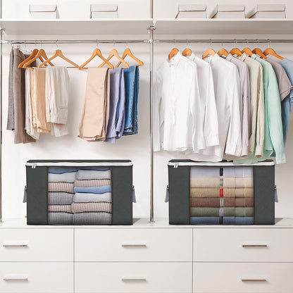 Budding Joy 90L Storage Boxes Set of 4 Grey Foldable Underbed Clothes