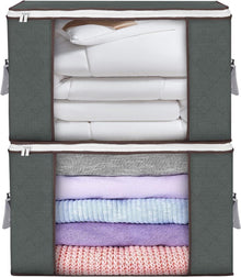 90L Storage Bags Pack of 2 with Lid, Foldable Underbed Box for Clothes