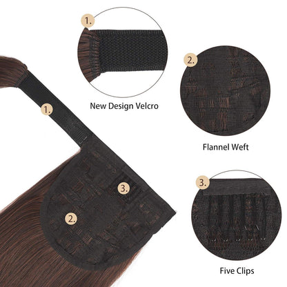 Pferdeschwanz Extensions Schwarz 35 cm Haarverlängerung Frauen 1B