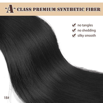 Pferdeschwanz Extensions Schwarz 35 cm - Hochwertige Haarverlängerung