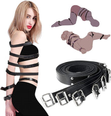 SM Bondage Set mit 7 verstellbaren Lederfesseln für Paare