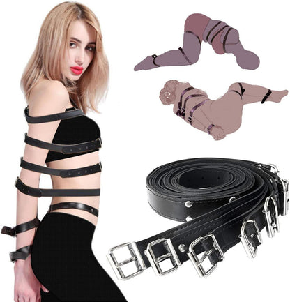 SM Bondage Set mit 7 verstellbaren Lederfesseln für Paare