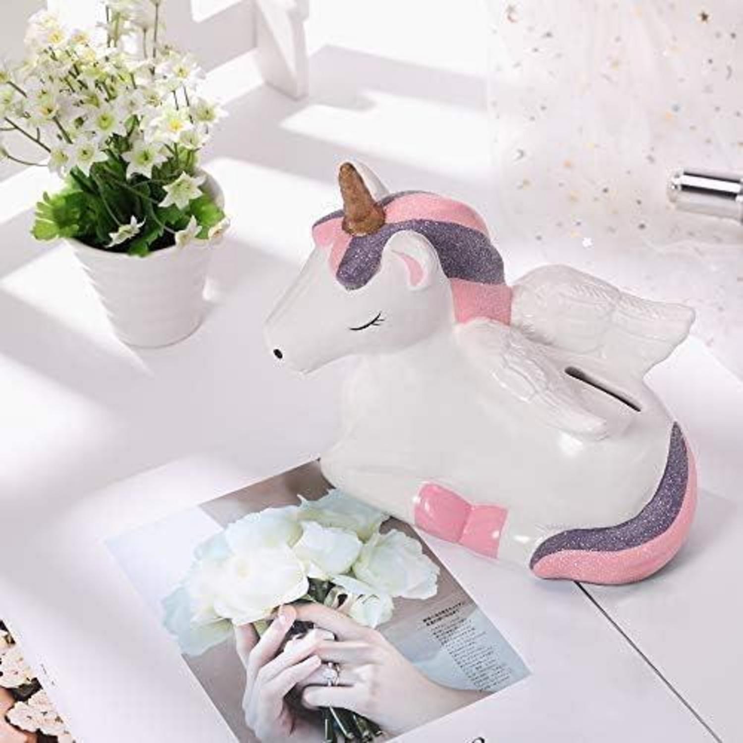 Einhorn Spardose Groß Keramik Mädchen Sparbüchse Kinderzimmer Deko