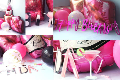 Geburtstagsdeko Damen Set - XXL Folienballons Happy Birthday Girlande
