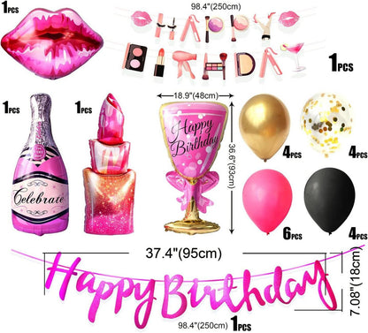 Regendeko Happy Birthday Damen Set Party Deko Ballons Girlande