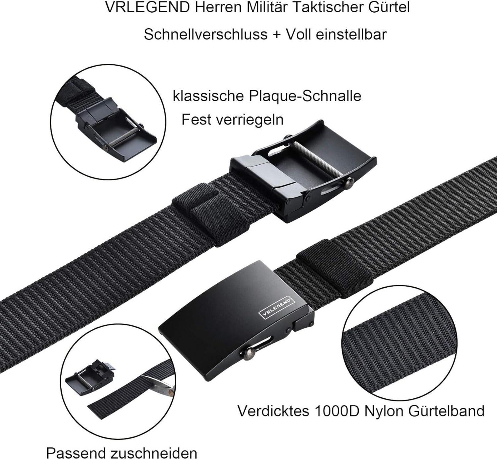 Nylongürtel, Taktischer Stoffgürtel, Atmungsaktiv, Verstellbar 120cm