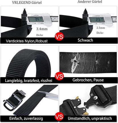 Herren Gürtel Militär Taktische Nylon Automatik Webgürtel 110-180cm Schwarz