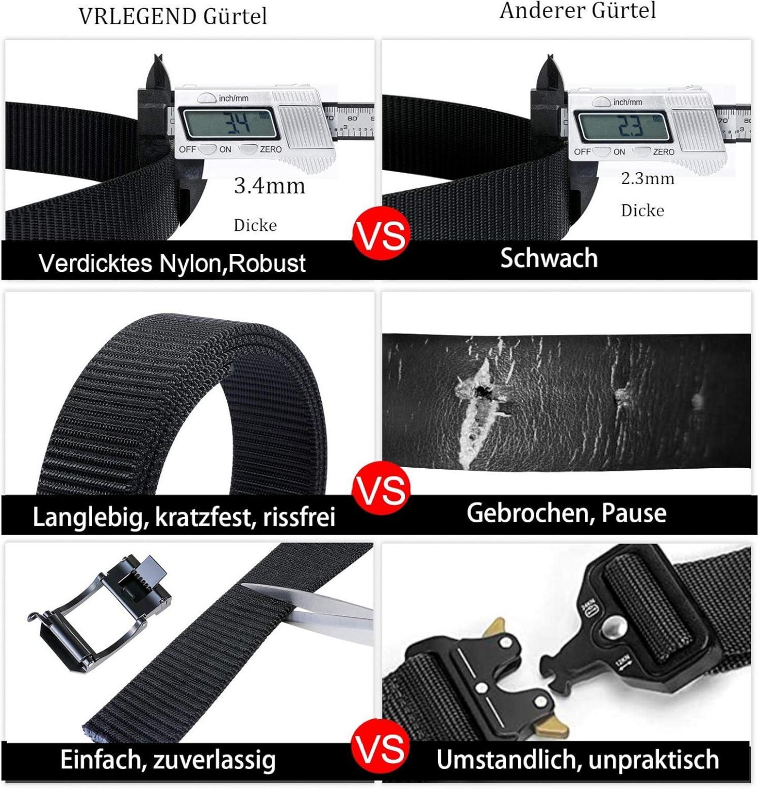 Nylon Gürtel Herren Taktischer Automatikschnalle Schwarz