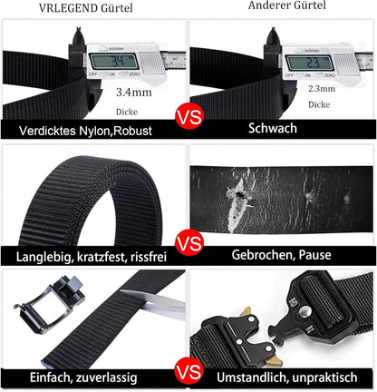 Nylon Gürtel Herren Taktischer Automatikschnalle Schwarz