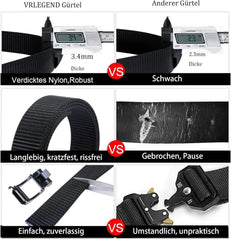 Nylon Gürtel Herren Taktischer Automatikschnalle Schwarz