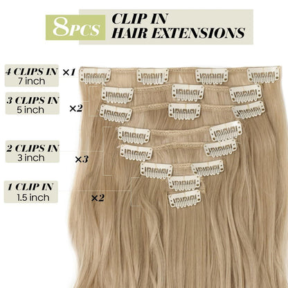 Welliges Haarverlängerung Set – Dunkelblond & Bleichblond
