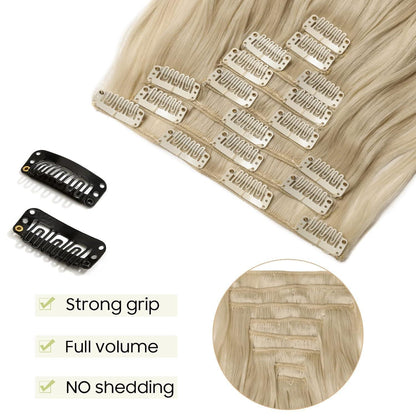 Welliges Haarverlängerung Set – 8-teilig, Blond, 43cm