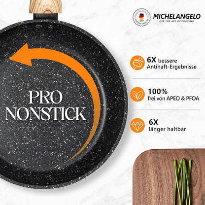 Große Antihaft Pfanne mit Deckel 30cm Schwarz Induktion