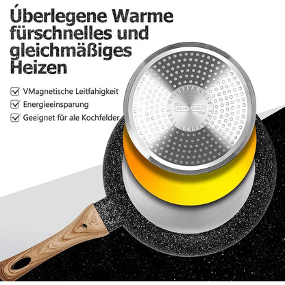 Große Antihaft Pfanne mit Deckel 30cm Schwarz Induktion