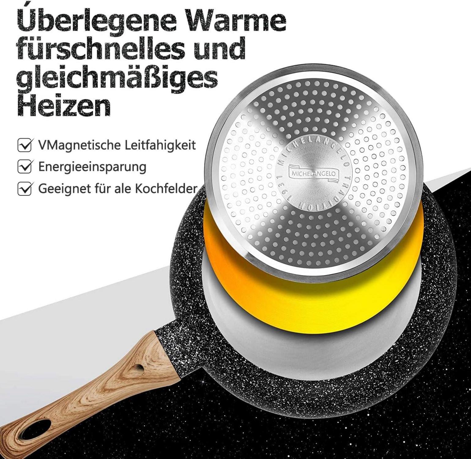 Große Antihaft-Pfanne mit Deckel 30cm für Induktion Schwarz